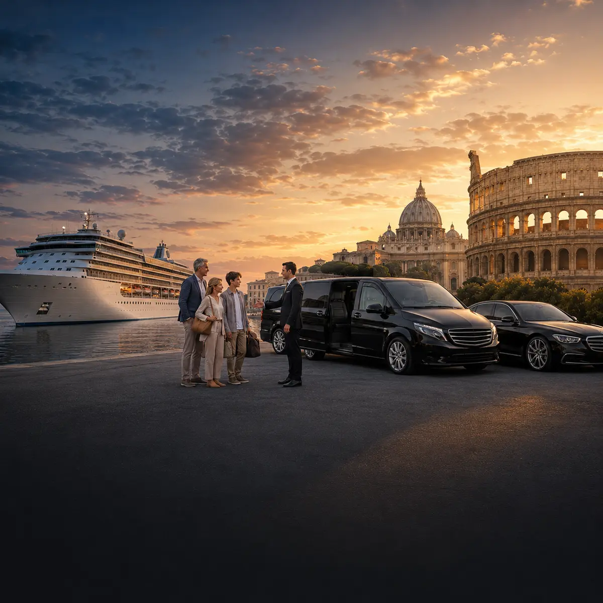 Civitavecchia cruise services with Rome and private chauffeur transportation