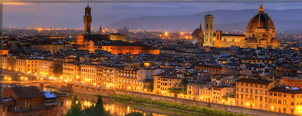 Florence skyline reached by a private city-to-city chauffeur transfer from Rome