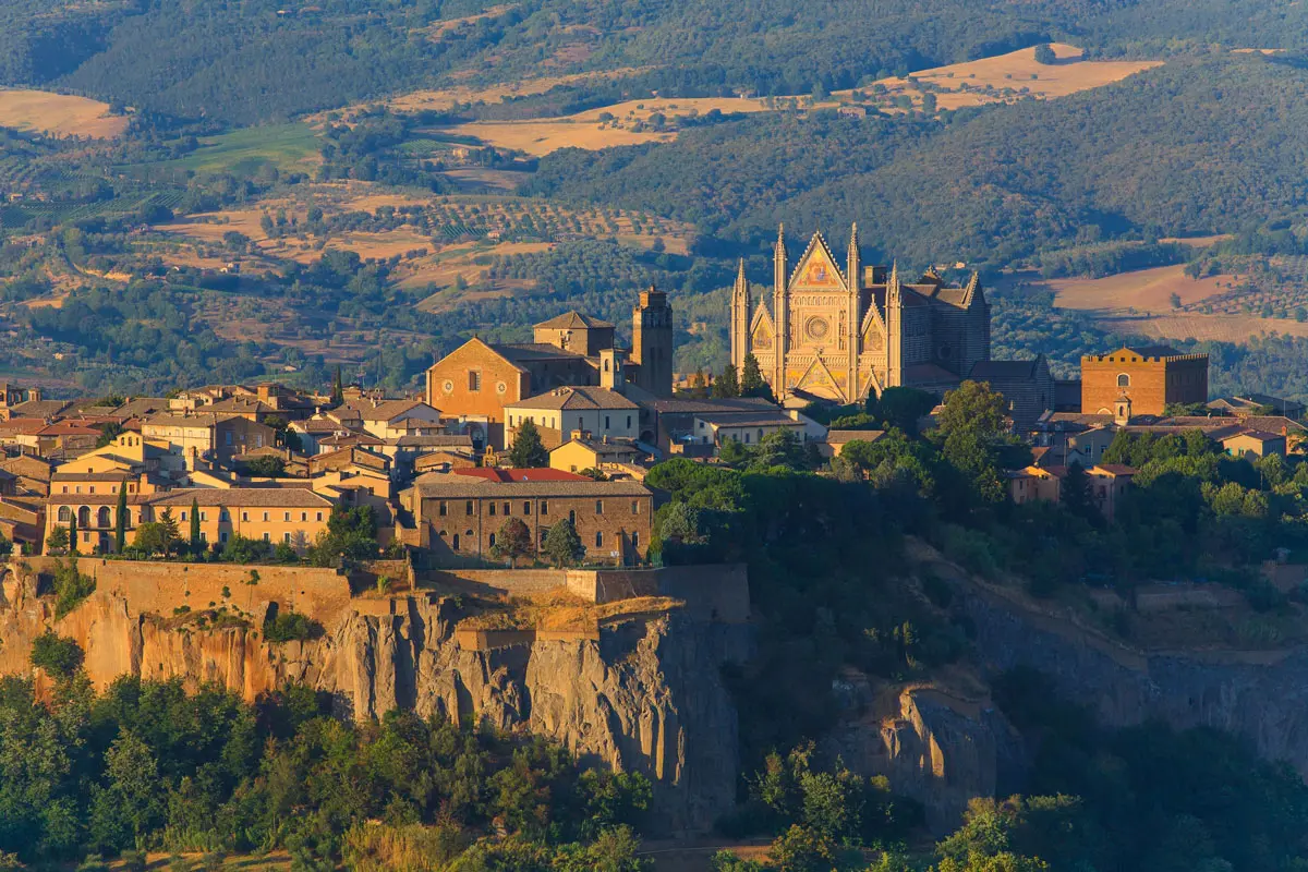 Italian hill town during a private city-to-city sightseeing transfer