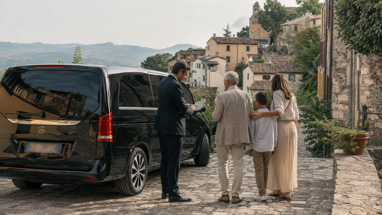 Chauffeur helping a family coordinate access to an Italian ancestral town